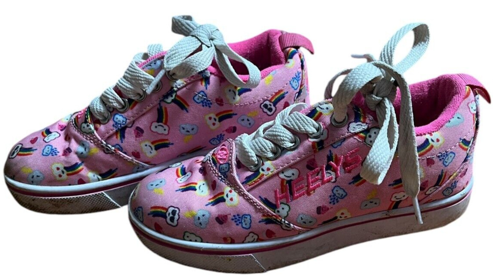 HEELYS Pink Rainbow Youth Size 1 Wheels, No Tool